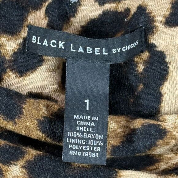 Black Label by Chico’s leopard long rayon lined skirt size 1   -- 8 Medium - Picture 8 of 9